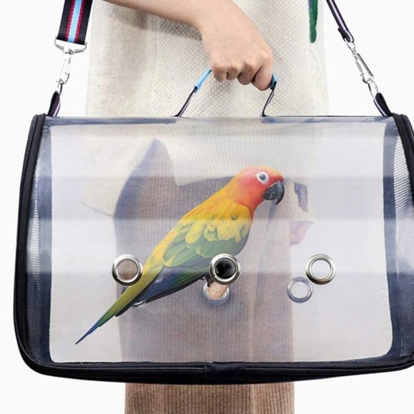 Final Sale- Small Animal Carrier Breathable Travel Cage W/Perch Mesh Folding Bag - Picture 3 of 11